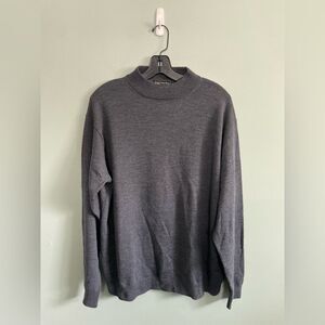 Men's Old River 100% Laine Merino Wool Gray Mock Neck Sweater Sz L